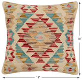 handmade Traditional Pillow Red Beige Hand-Woven SQUARE 100% WOOL Hand woven turkish pillow2' x 2'